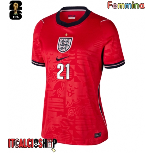 Inghilterra Eberechi Eze #21 Seconda Maglia Femmina Mondiali 2026 Manica Corta